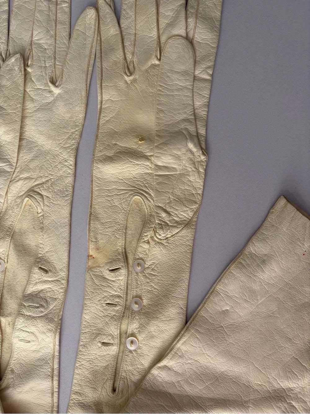 Antique Long Cream Women's Leather Gloves